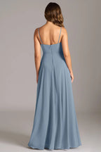 Flowy A line pleated chiffon gown