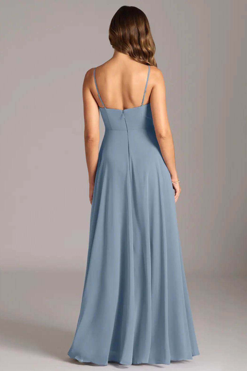 Flowy A line pleated chiffon gown