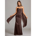 Plus Size Mermaid Strapless Stretch Satin Dress - Ganache