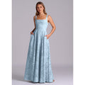 Romantic A-Line Pleated Floral Burnout Midi Dress Sky Blue