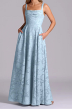 Romantic A line pleated dress with floral burnout detailing