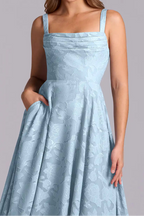 Romantic A line pleated dress with floral burnout detailing