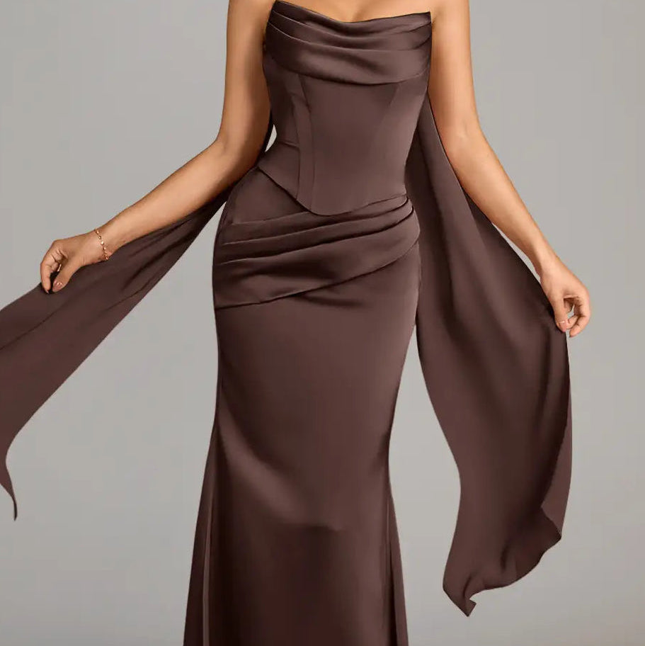 Women's Off Shoulder Satin Mermaid Gown