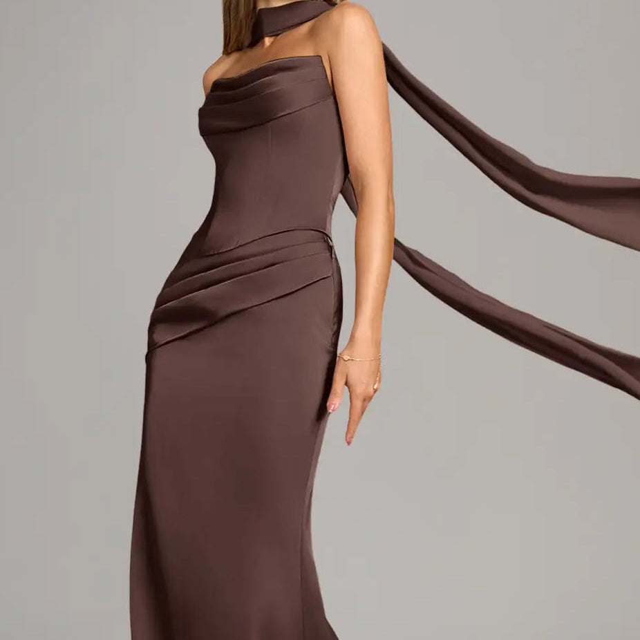 Women's Off Shoulder Satin Mermaid Gown