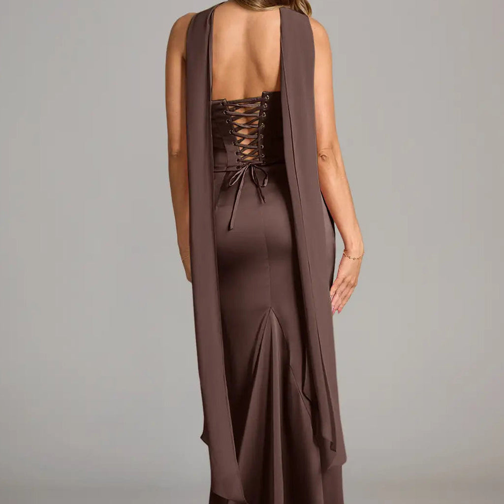 Women's Off Shoulder Satin Mermaid Gown