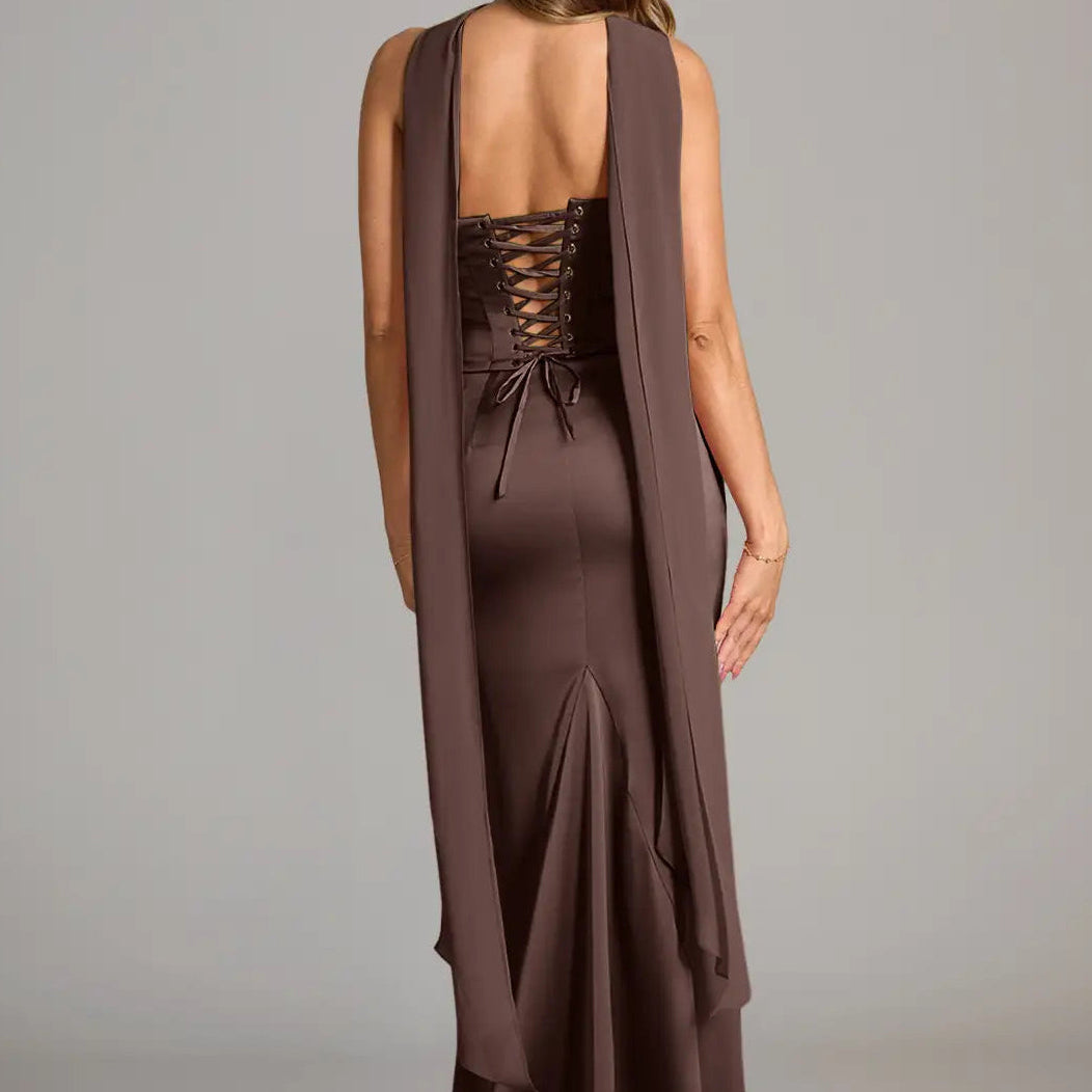 Women's Off Shoulder Satin Mermaid Gown