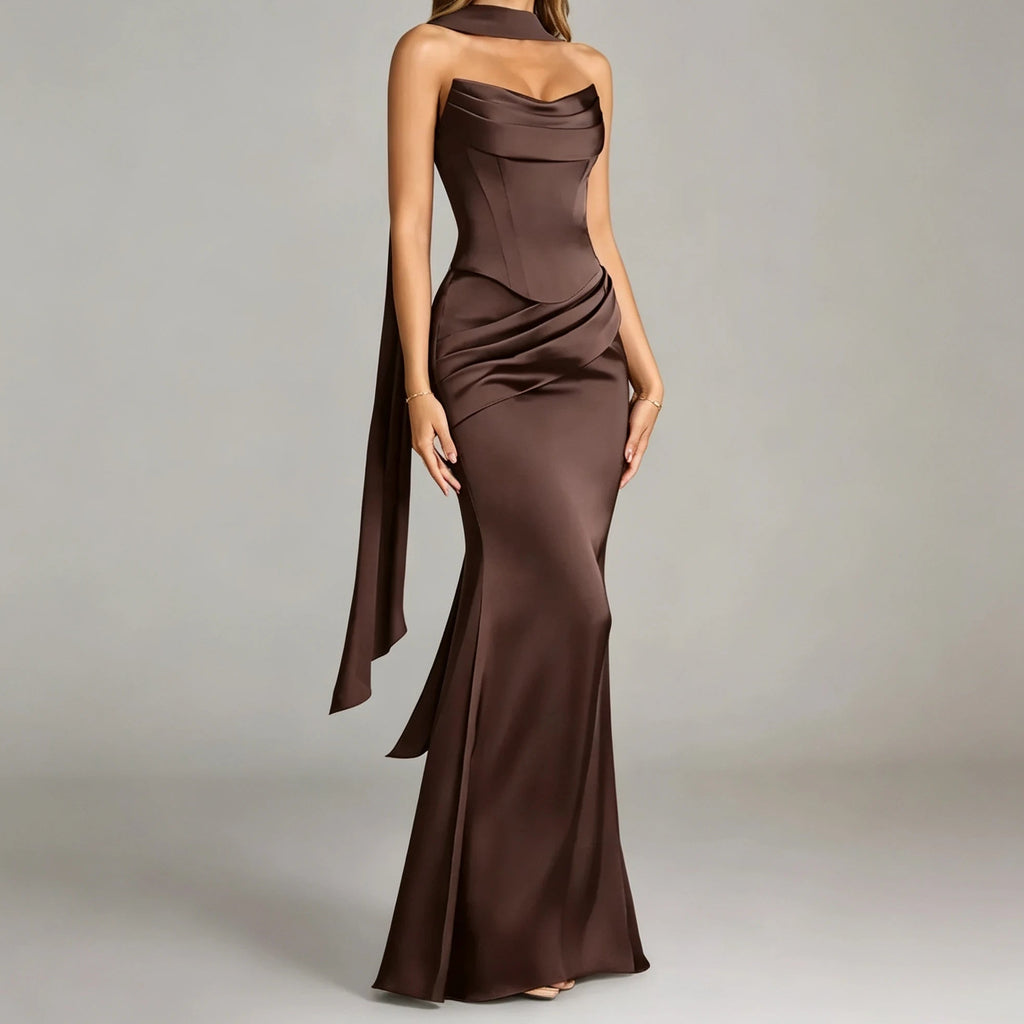 Women's Off Shoulder Satin Mermaid Gown
