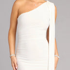 Women's One Shoulder Ruched Bodycon Mini Dress