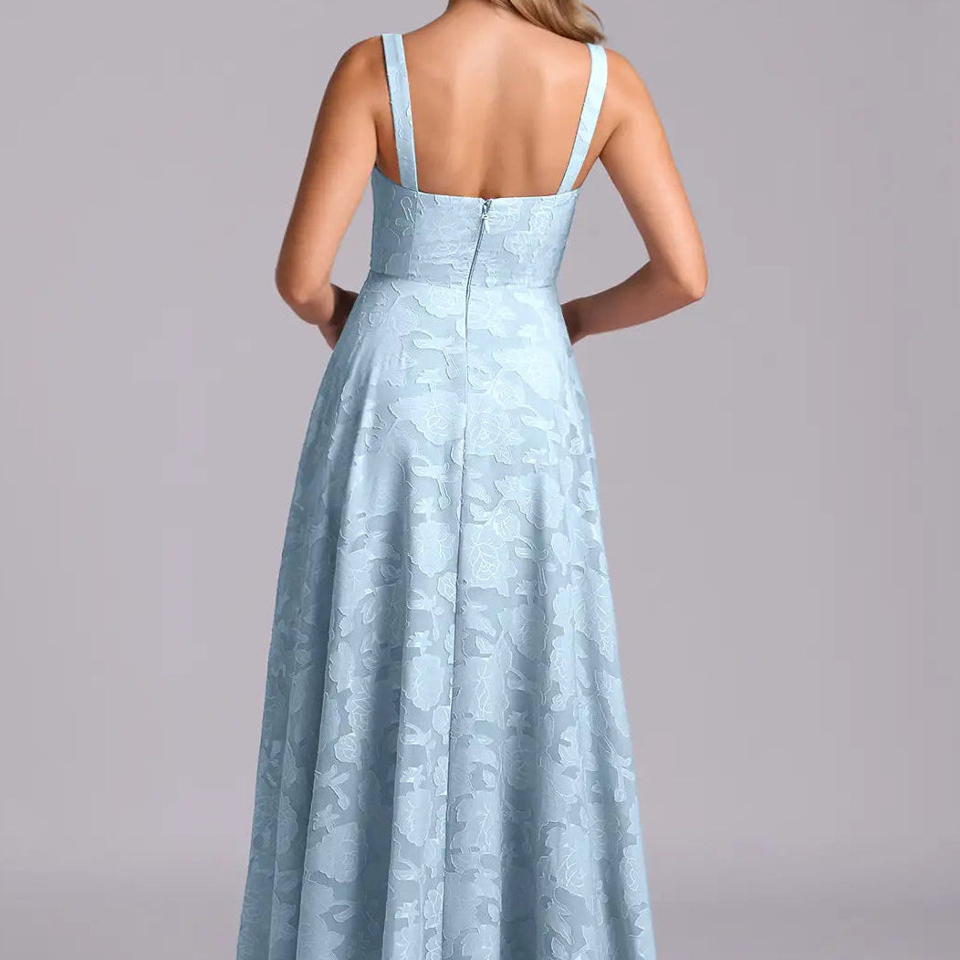 Women's Square Neck Jacquard A Line Maxi Gown