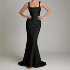 Women's Square Neck Satin Mermaid Gown