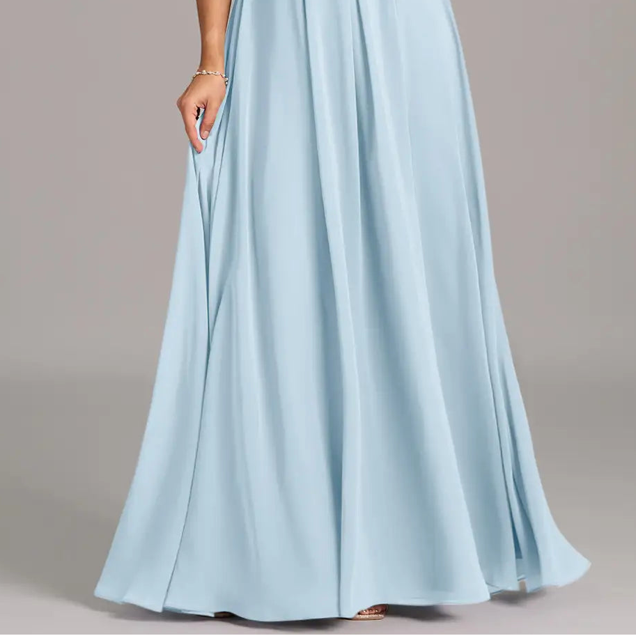 Women's Strapless A Line Chiffon Maxi Gown