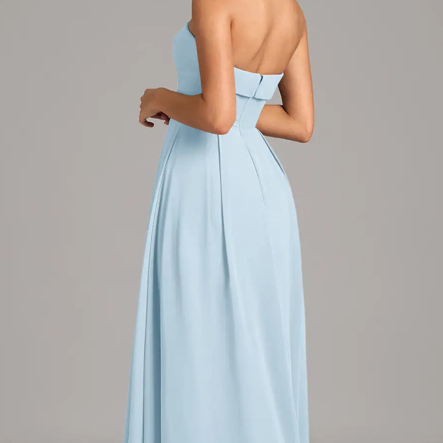 Women's Strapless A Line Chiffon Maxi Gown