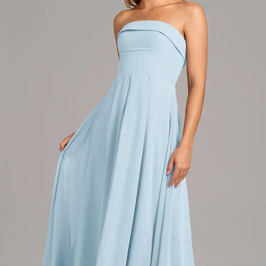 Women's Strapless A Line Chiffon Maxi Gown