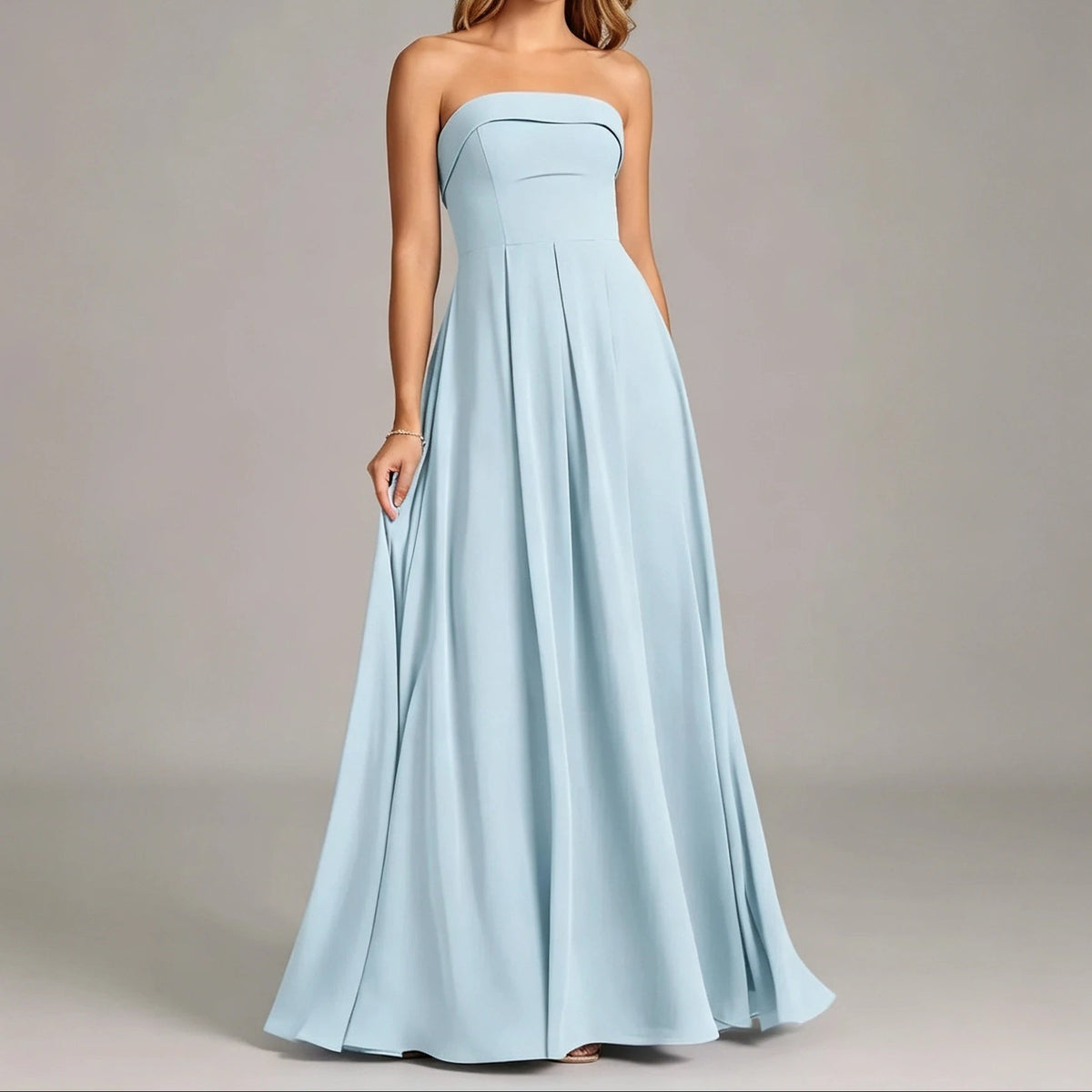 Women's Strapless A Line Chiffon Maxi Gown