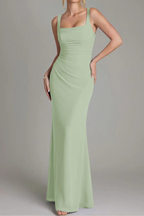 Bluish green Mermaid Corset Chiffon Dress