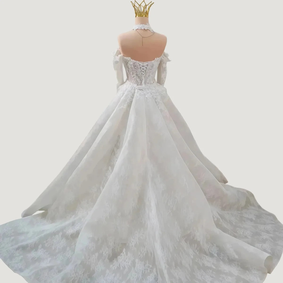 Off the shoulder floral lace mermaid wedding dress