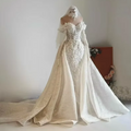 Off the shoulder floral lace mermaid wedding dress