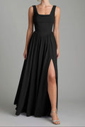 Black A-Line Chiffon Bridesmaid Dress
